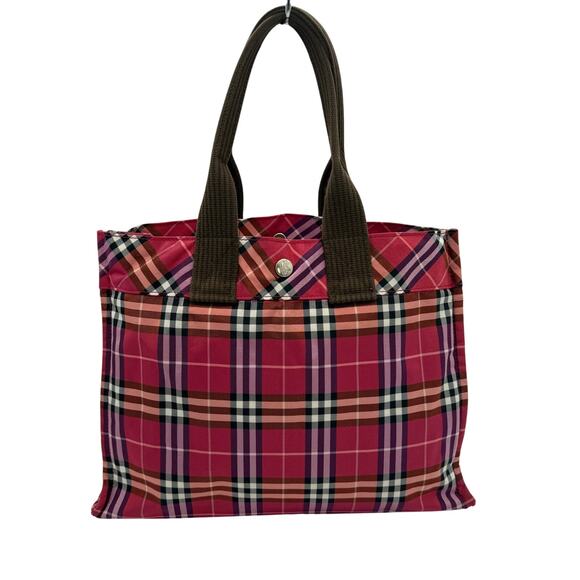 Burberry Blue Label Red Nova Check Top Handle Tote Bag*Beautiful Bag! COA - Picture 1 of 15